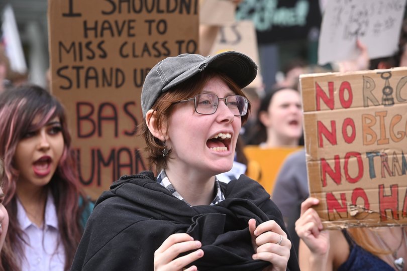 BRISBANE, AUSTRALIA - NewsWire Photos SEPTEMBER 17, 2026:
Brisbane Student Protest against One Nation and Pauline Hanson in Brisbane CBD.
Picture: NewsWire / John Gass