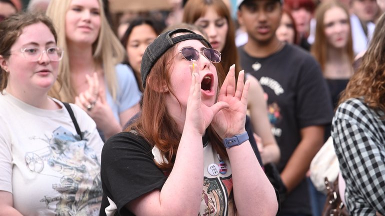 Hundreds of students are marching through city streets against Pauline Hanson and One Nation, sparked by the senator’s rising polling numbers.