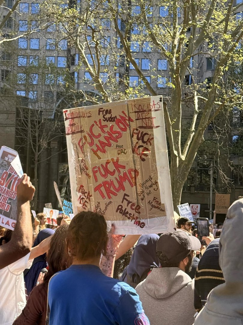 The protesters skipped school and uni for the rally. Picture: NewsWire