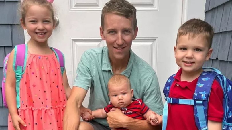 Patrick Clancy with children Cora, Callan and Dawson.