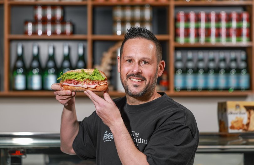 Colin Turnbull with a continental rolls at his shop, The Panini Bar in Morley.