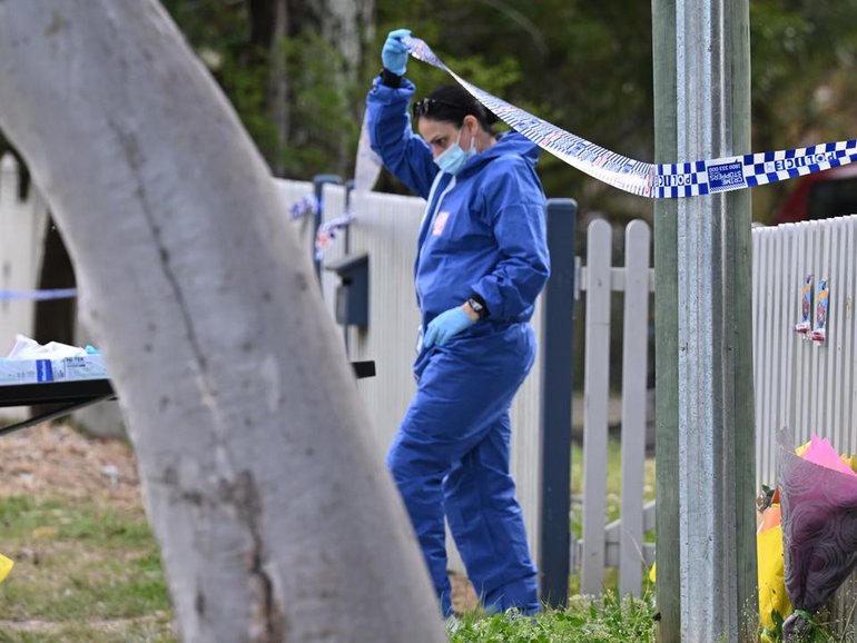 Forensic police scoured the boys' home after they were found killed in the Blue Mountains area. (Dean Lewins/AAP PHOTOS)
