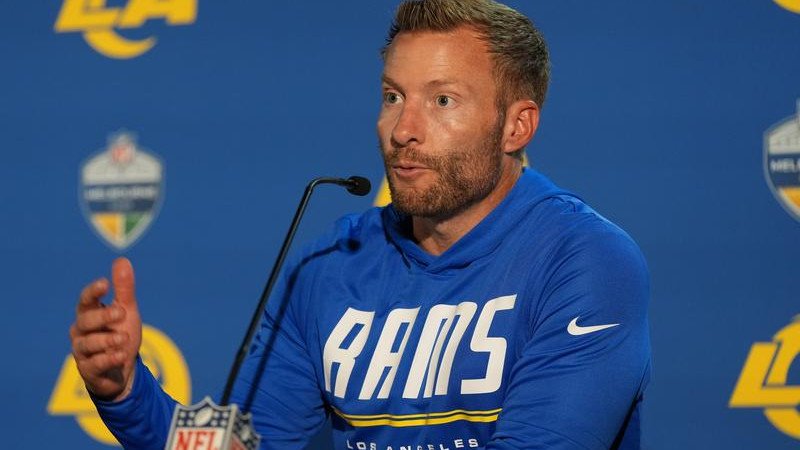 Los Angeles Rams head coach Sean McVay hopes his team will never have to come to Australia again. (AP PHOTO)