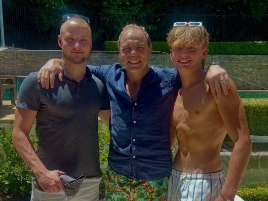 Tributes are flowing for Jack Waugh (left),  son of the Australian Rugby Union CEO Phil Waugh (centre) who died suddenly last week. Pictured with Charlie Waugh. 