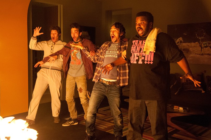 This is the End starring Seth Rogen, Jay Baruchel, James Franco and Craig Robinson playing themselves.