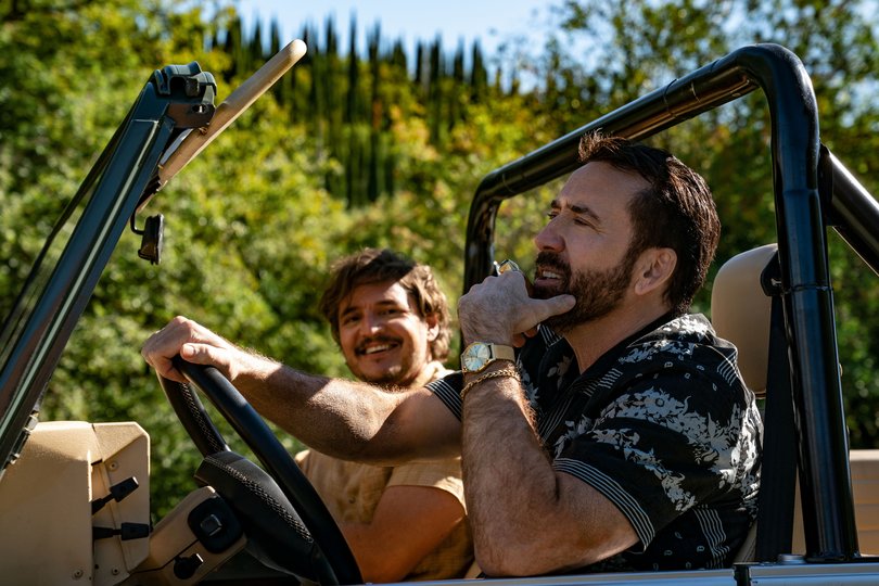 Javi Gutierrez (Pedro Pascal) and Nicolas Cage.
