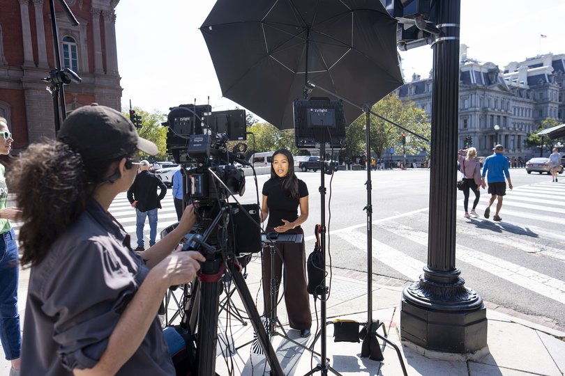 Akayla Gardner, a White House correspondent for MS NOW, works across the street from the White House in Washington.