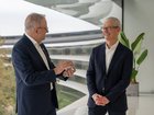 Australia’s Prime Minister Anthony Albanese with Apple Executive Chairman Tim Cook at Apple Park in Cupertino, California in United States, Saturday, September 19, 2026.