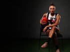 MELBOURNE, AUSTRALIA - JUNE 24: Ashley Centra of the Magpies poses for a photo during the Collingwood Magpies AFLW 2026 Official Team Photo Day at the KGM Centre on June 24th, 2026 in Melbourne, Australia. (Photo by James Wiltshire/AFL Photos) James Wiltshire