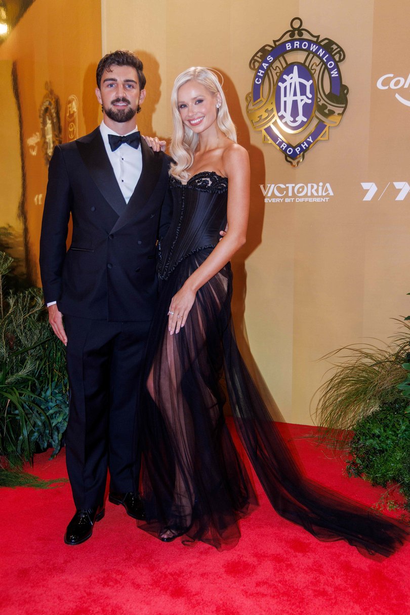 Josh Daicos and fiancee Annalise Dalins.