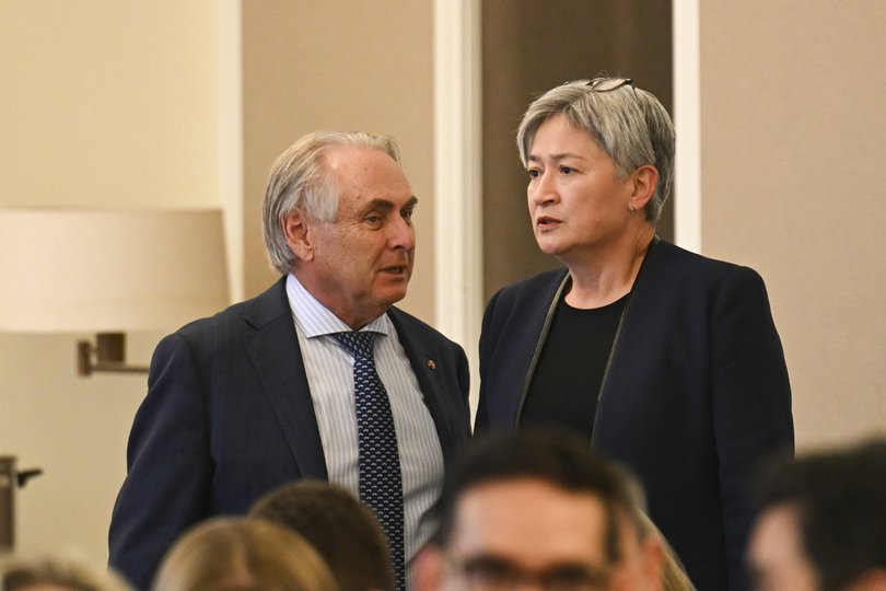 CANBERRA, AUSTRALIA  - NewsWire Photos - July 21, 2025: Senator Don Farrell and Senator Penny Wong the first Labor Caucus meeting of the 48th Parliament at Parliament House in Canberra. Picture: NewsWire / Martin Ollman
