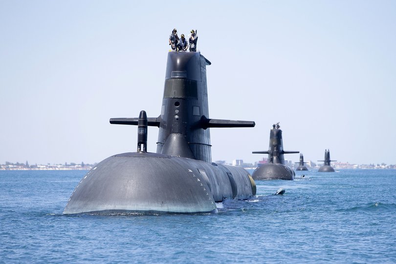 A Collins submarine (pictured) can remain at sea for a maximum of 70 days without resupply.