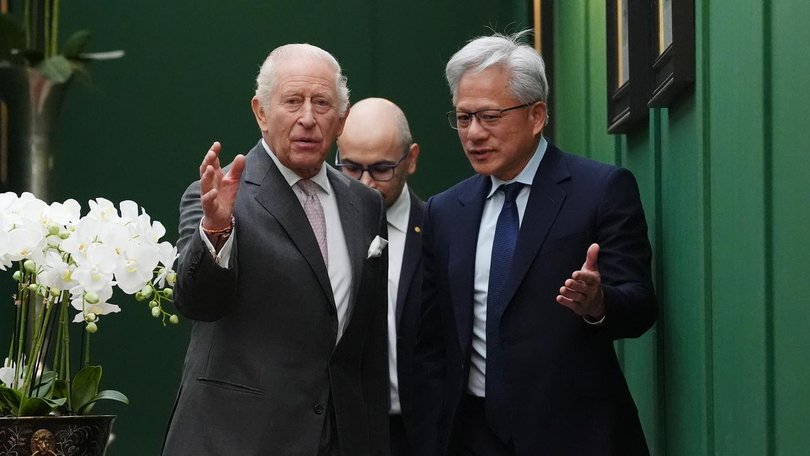 King Charles has hosted AI company heads including Nvidia chief executive Jensen Huang. (AP PHOTO)