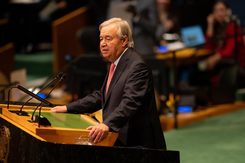 Secretary-General Antnio Guterres opens day one of the 81st session of the United Nations General Assembly, at the U.N. headquarters in Manhattan on Tuesday, Sept. 22, 2026. (Lexi Parra/The New York Times)