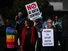 Community concerns about data centres are ramping up, as a protest in Melbourne on Wednesday shows. (James Ross/AAP PHOTOS)