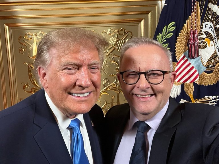 Anthony Albanese snapped a selfie with Donald Trump at a UN General Assembly reception.