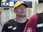 Lachie Neale flew to Melbourne with teammates on Wednesday.