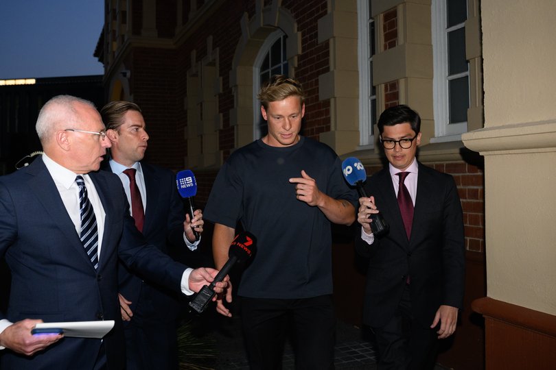 Swans player Isaac Heeney leaves Sydney Swans HQ in Sydney.