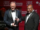 Australia’s Prime Minister Anthony Albanese receives an award from Papua New Guinea’s Prime Minister James Marape at the Atlantic Council Global Citizen Awards during the United Nations General Assembly in New York, Wednesday, September 23, 2026. (AAP Image/Mick Tsikas) NO ARCHIVING