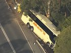 A man is dead and many others injured after a three-vehicle crash involving a bus in Victoria. (Abc News/AAP PHOTOS)