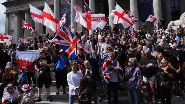Anti-immigration protesters rallied in Portsmouth, England, in September. 