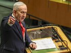 Israeli Prime Minister Benjamin Netanyahu urged any other "moral cowards" to leave the hall. (EPA PHOTO)