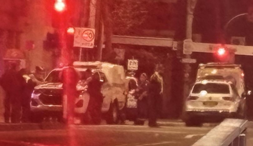 Two police officers were in the vehicle at the time of the incident.