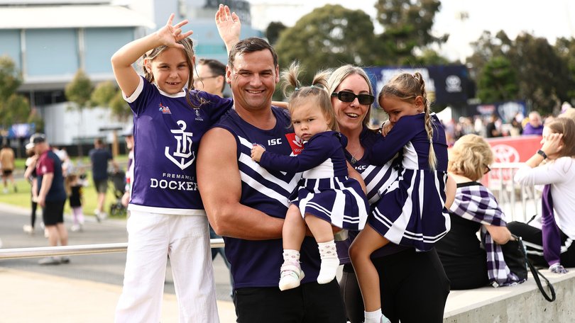 Freo fans at the grand final parade on Friday.