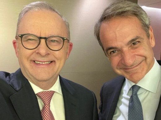 Anthony Albanese posted a selfie with Greek Prime Minister Kyrios Mytsotakis to Instagram.