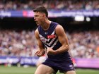 Patrick Voss of the Dockers celebrates after scoring a goal.