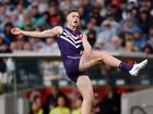 Josh Treacy kicks Freo’s opening goal.
