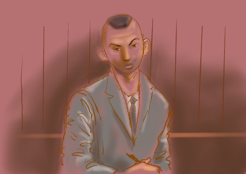 A court sketch of Beau Lamarre-Condon.