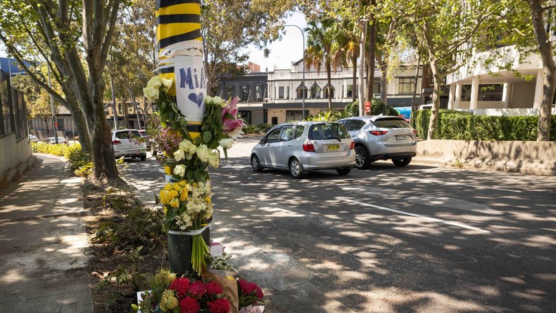 Flowers and notes have been placed in Redfern to memorialise the fallen officer. Picture: NewsWire/ Nadir Kinani