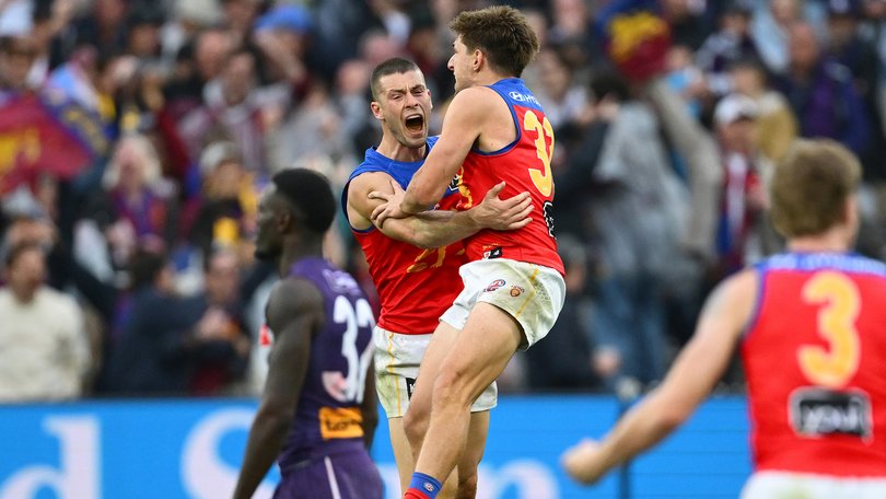 Josh Dunkley celebrates.