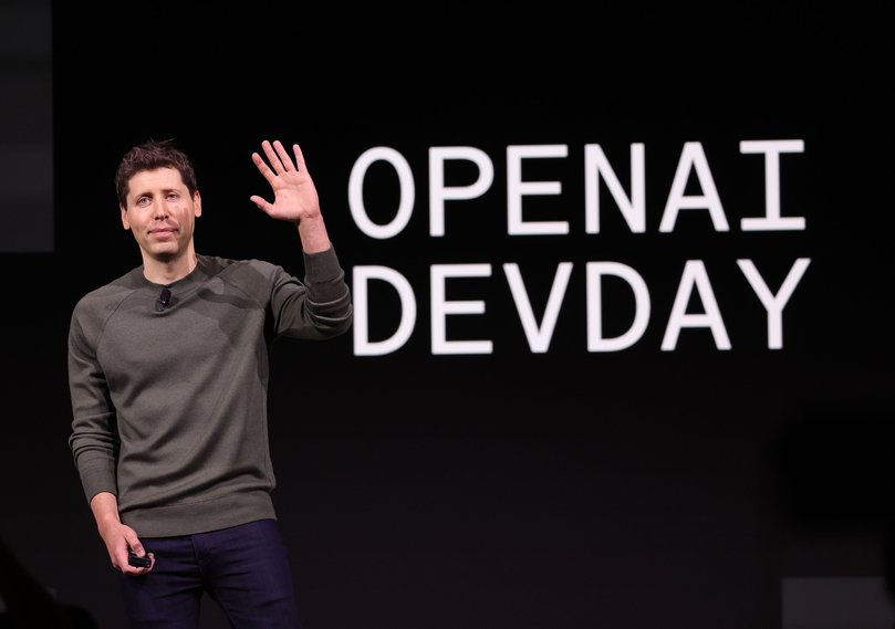 OpenAI CEO Sam Altman speaking during the OpenAI DevDay event in 2023.