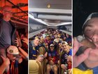 Brisbane celebrate after the securing the historic three-peat. 