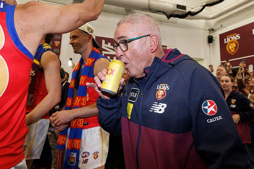Fagan enjoys a celebration beer. 