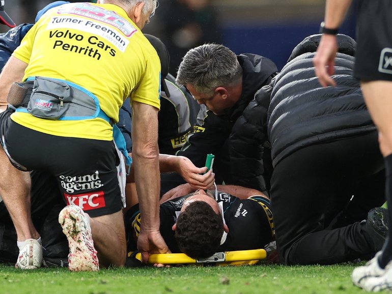 Nathan Cleary was given the green whistle as he was carried off the ground.