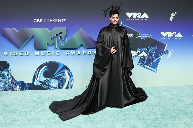 Hitmaker Adam Lambert kept it all black in a gothic ensemble reminiscent of a Disney villain.