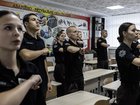 Cadets chant “Glory to Ukraine” at a government boarding school in Ukraine set up to funnel teens into the security services. 