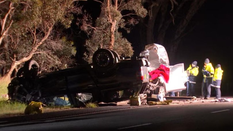 The crash happened in the area of Ledcourt, 200km northwest of Melbourne on Sunday evening.