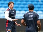 Mark Nawaqanitawase of the Roosters warms up during a Sydney Roosters NRL training session at Allianz Stadium.