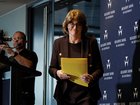 Reserve Bank Governor Michele Bullock addresses the media following the announcement that the RBA will increase interest rates to 4.6 per cent.
