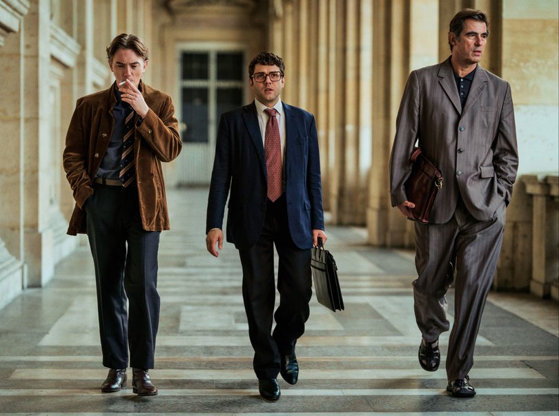 Swann Arlaud, Xavier Dolan and Claes Bang in The Great Arch.