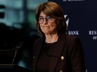 Reserve Bank Governor Michele Bullock addresses the media following the announcement that the RBA will increase interest rates to 4.6 per cent. 