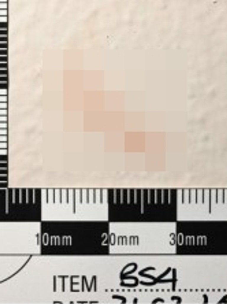 A blood stain found on a wall.