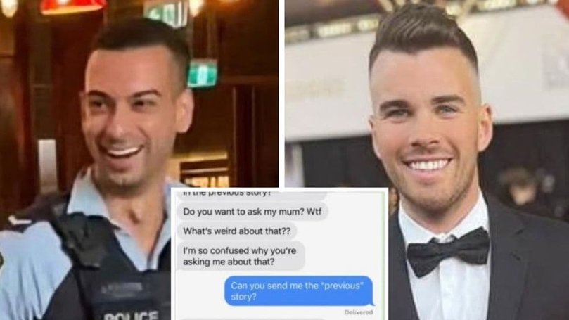 A former police officer’s text messages to a Channel 10 presenter as he allegedly tried to revisit false claims have been revealed.