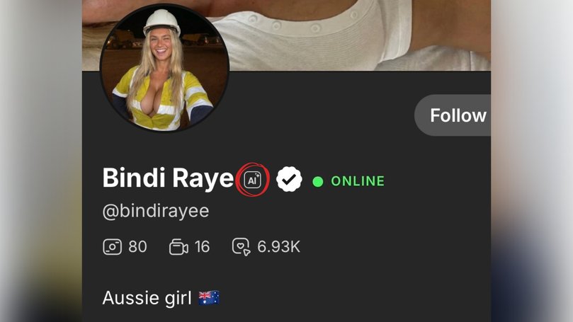 The subscription service has marked Raye’s account as AI - with her bio on the platform also reading ‘AI generated’.
