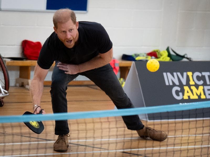 Prince Harry pictured during a visit to a school in Birmingham in August following the family’s return to the UK.