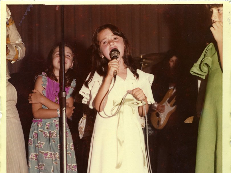 Tina Arena singing at a family wedding in the 1970s.